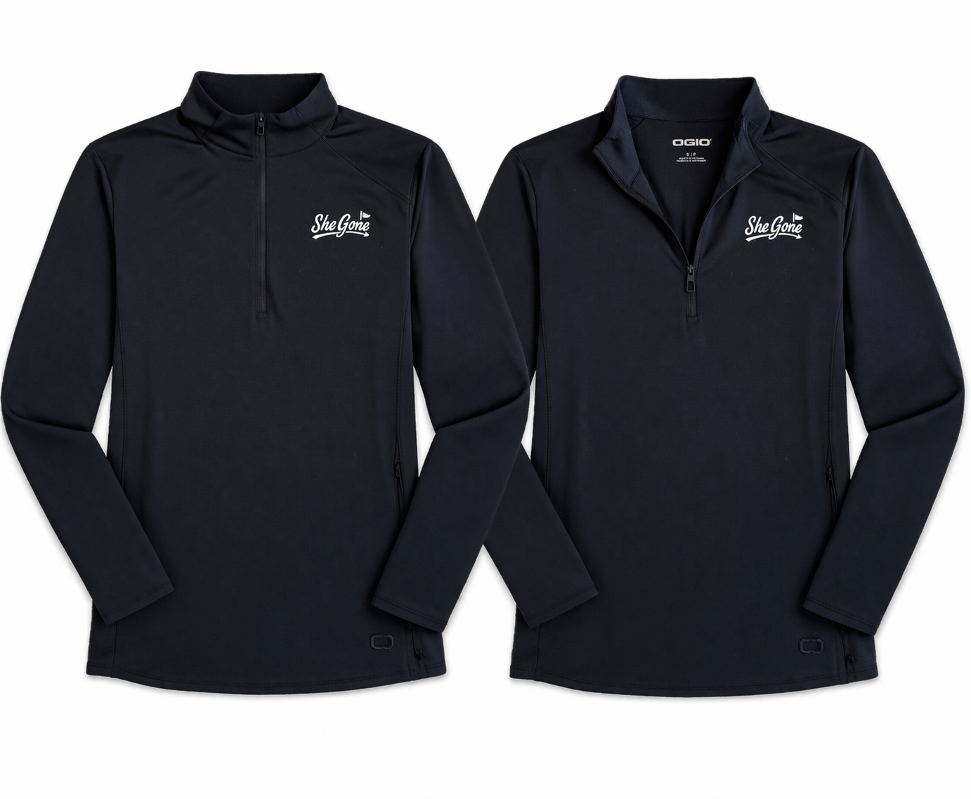 Ladies SheGone Quarter Zip-BLACK