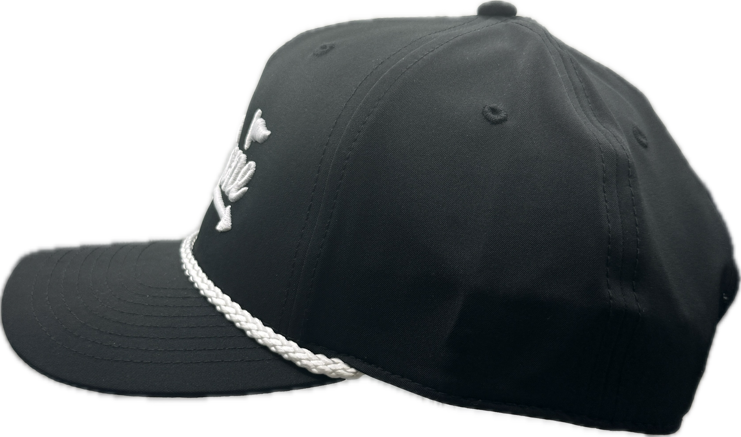 White on Black Roped Hat